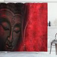 ABAKUHAUS Asiatique Rideau de Douche, Orientale Deity Icon Religieux Zen Yoga Calme Image Imprimer, 175 cm x 200 cm, Rouge-0