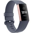 Fitbit - Charge 3 - Bracelet d’activité Forme et Sport : Jusqu’à 7 Jours d’autonomie et Étanche - Aluminium Or Rose / Bleu Ardoise-0