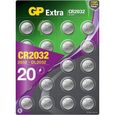 Piles CR2032 - Lot de 20 | GP Extra | Bouton Lithium CR 2032 3V- Haute Performance pour dispositifs Portables et médicaux, Porte-clé-0