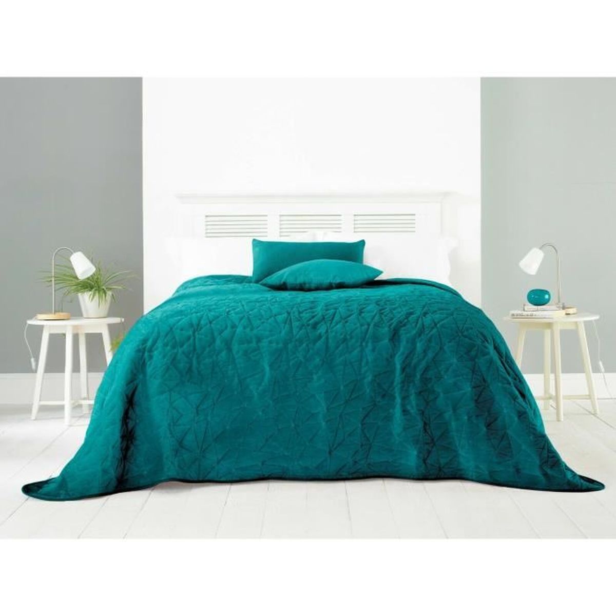Couvre Lit Boutis Matelasse De Luxe Pour Grand Lit Bleu Canard 100 Polyester Achat Vente Jetee De Lit Boutis Cdiscount