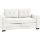 Canapé convertible 2 places - HOMCOM - avec dossier capitonné, coussins et matelas pliable au sol - 147,5 x 75 x 85 cm - blanc