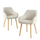 Goeurvant Chaises minimalistes avec dossier confortable, accoudoirs ergonomiques et pieds en bois solides - Lot de 2 – Beige