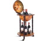 GOPLUS Meuble Range Bouteille Mobile avec Rangement Fermé et Etagère Ouverte-47x47x90CM Brun