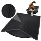 Letouch Tapis Litière pour Chat, Grande Taille 76x61cm,Imperméable Non Toxique EVA,Double Couche en Nid d'abeille Design (noir)