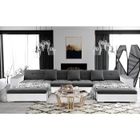 MEUBLES LINE ANIXE - Canapé d'angle panoramique XXL en U - en Tissu et simili (gris foncé et blanc)