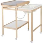 ROBA Table à Langer avec Baignoire Coulissante Baby Pool et Matelas à Langer Imperméable Gris - Bois Naturel / Blanc