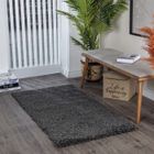 SURYA Tapis de Salon et Couloir - Shaggy Scandinave Uni - LILLY - 80 x 150 cm - Gris Foncé