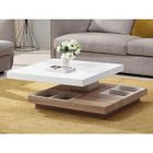 VENTE-UNIQUE Table basse - Plateau pivotant - MDF laqué blanc et chêne - FAUSTO II