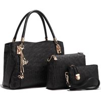 Ensemble de sacs à main en cuir de luxe pour femmes - Noir - 3 pièces
