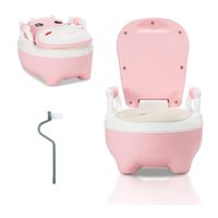 Fiqops Pot pour enfant, siège de toilette pour enfant, type de tiroir, avec poignées, brosse, coussin en polyuréthane souple, rose