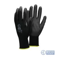 ECD Germany 12 Paires de Gants de Travail en PU - Taille 8-M - Noir - Élastique - Protection Usages