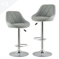KITYTETY Lot de 2 Tabourets de Bar et Cuisine Design SIG - Chaises de Bar - Rotation à 360° et Hauteur Réglable (Gris)