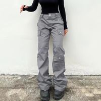 Pantalon Cargo femmes - Gris pour Streetwear Style Punk Y2k - FR44CB
