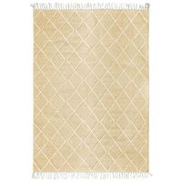 BOHO CROISILLONS - Tapis coton motif croisillons en laine épaisse naturel 160 x 230 cm Beige