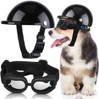 Lunettes de soleil pour petit chien Protection UV lunettes pour animaux de compagnie chapeau avec ceinture réglable tête oculair