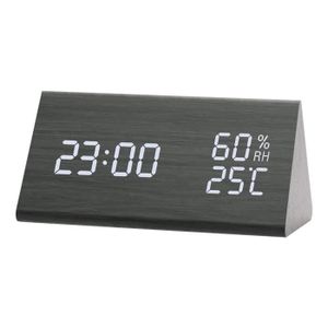 Radio réveil LED horloge numérique en bois réveil Table contrôl