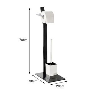 WOOHSE Porte-Papier Toilette sur Pied et Brosse WC D/érouleur de Papier Support de Brosse de Toilette Noir Antirouille avec Base Stable Accessoire pour Salle de Bain Combin/é de Toilette en Acier Mat