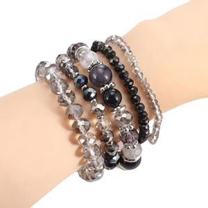 BRACELET - GOURMETTE Bracelets en perles de cristal pour femme - Mode Bohème - Lot de 5 - Bijoux de meilleur ami