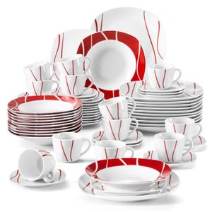 fanquare 27.5cm Assiettes Plates en Porcelaine, Grand Assiette Blanche  Rose, Vintage Service de Table pour 4 Personnes : : Cuisine et  Maison