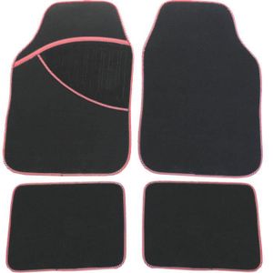 TAPIS DE SOL 4 tapis sol moquette pour voiture auto rouge noir