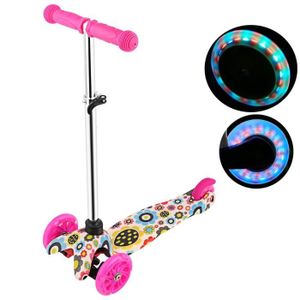 3-12Ans Id/éal pour Les Enfants 62-75cm Pliable Scooter Enfant avec Frein arri/ère et Hauteur R/églable Trottinette Enfant 3 Roues LED Solides