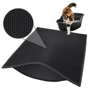 MAISON DE TOILETTE Letouch Tapis Litière pour Chat, Grande Taille 76x61cm,Imperméable Non Toxique EVA,Double Couche en Nid d'abeille Design (noir)