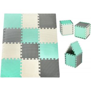 TAPIS ÉVEIL - AIRE BÉBÉ Moby-System Tapis de Puzzle 120 x 90 x 1,2 cm- Tapis d'éveil 12 Pièces en Mousse EVA-Tapis de Jeu sans Odeur - CE & EN- Vert