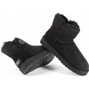 BOTTE Botte UGG Mini Bailey Button - Femme - Noir - Daim