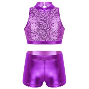 Ensemble Sport Fille - Haut Court Et Short Pour Gym, Danse, Yoga, Running, Taille 4 à 16 Ans