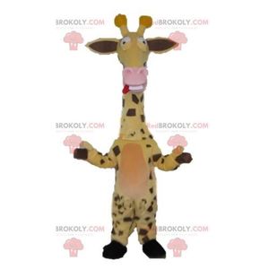 DÉGUISEMENT - PANOPLIE Mascotte de girafe jaune marron et rose très rigol