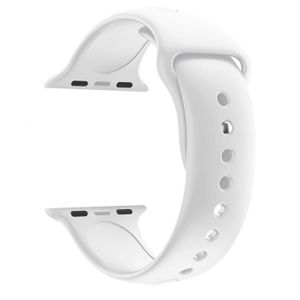 BRACELET MONTRE CONNEC. Bracelet compatible apple watch 38mm 40mm 41mm Serie 8 7 6 5 4 3  2  1 SE - Taille L - Silicone Blanc Souple remplacement bracelet