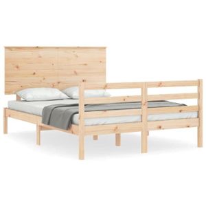 STRUCTURE DE LIT ABB Pwshymi - Cadre de lit avec tête de lit double