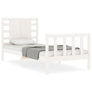 STRUCTURE DE LIT ABB Pwshymi - Cadre de lit avec tête de lit blanc 