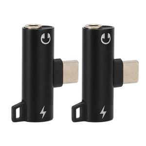 CÂBLE TÉLÉPHONE Qiilu Adaptateur USB C vers Jack 3.5mm 2 en 1 - Ch