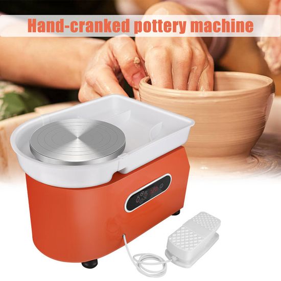 Tour De Potier électrique 25cm 350W – Céramique DIY – Orange Avec Pédale