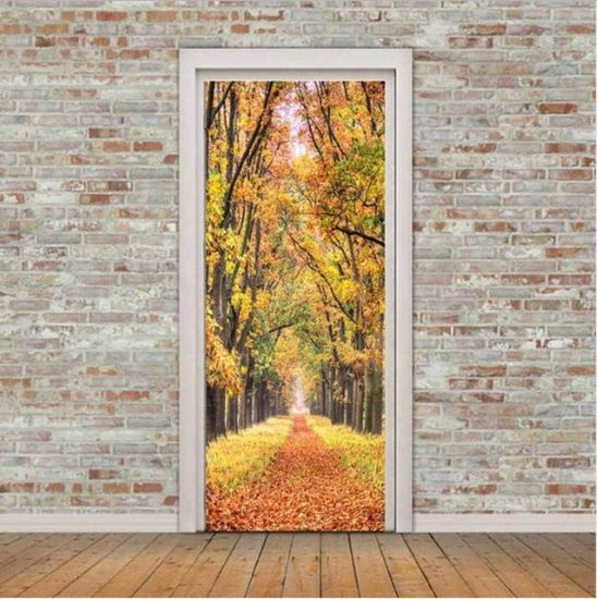 Papier Peint De Porte 3D Géométrie De Motif Coloré Autocollant De Porte