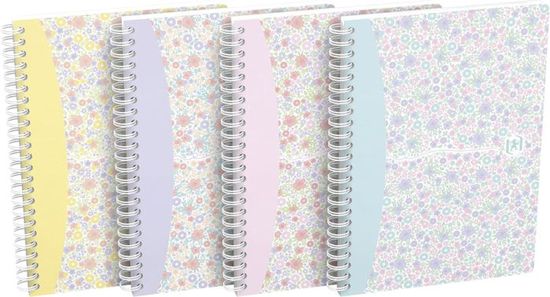 Cahiers A5 Oxford Floral - Lot De 2, 120 Pages Petits Carreaux, Couverture Soft Touch Pastel - 8