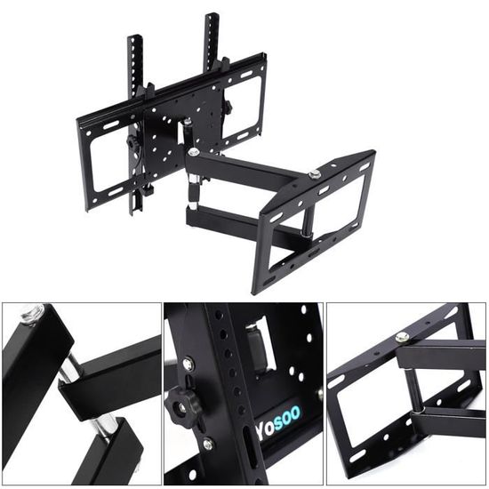 Support Mural TV Pivotant Et Inclinable - Jusqu'à 65" Et 45kg - Compatible VESA 400x400 - Marque Drall