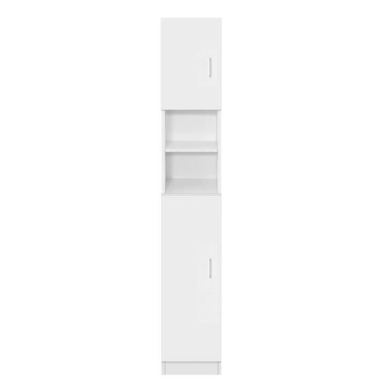 Armoire haute salle de bain colonne étroite de rangement blanc MDF