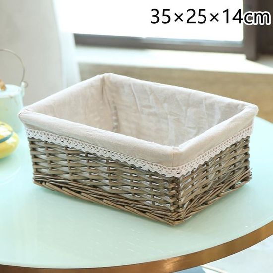 AOFANGSHIYE 2 Paniers Cadeaux Blancs Tissés Avec Poignées Arc-en-Ciel - Rangement Jouets Linge 26x23,9x22,9cm