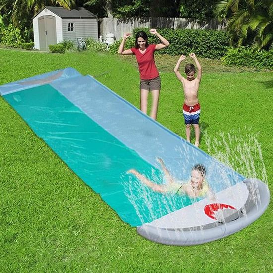Tapis De Glisse Toboggan Eau Banzai 488 Cm Avec Jet D'Eau - Plaisir Aquatique Pour Enfants