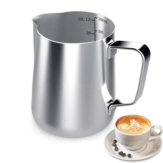 2 Pots à Lait Inox 150ml Et 350ml - Pour Cappuccino, Latte - Bec Verseur Précision Et Design Anti-Dérapant