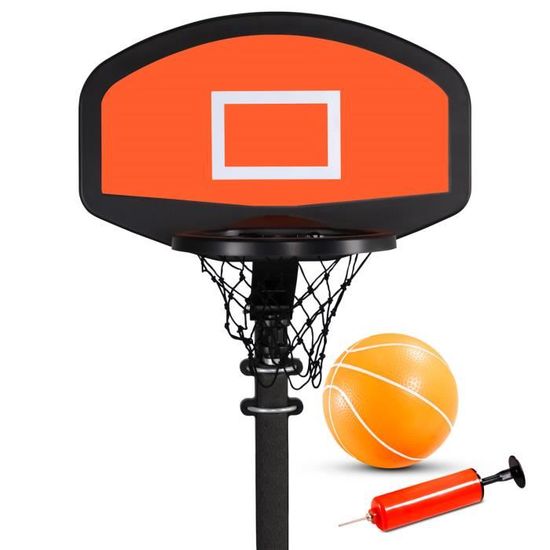 Panier De Basket Pour Trampoline – Fixation Facile, 4 Mini Ballons Et Pompe Inclus, Bleu 49x36 Cm