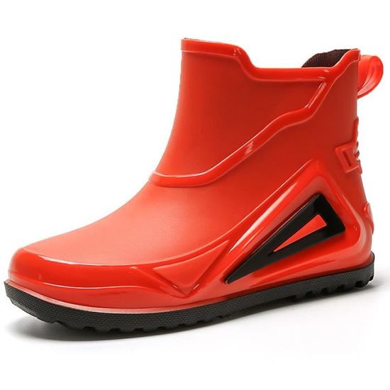 Chaussures De Pluie Mi-mollet Pour Homme - Harnais En Caoutchouc - Chaussures De Cuisine à Emporter - Bottes De Pluie Chaudes - Housse De Pluie, Noir , 38 2/3 EU