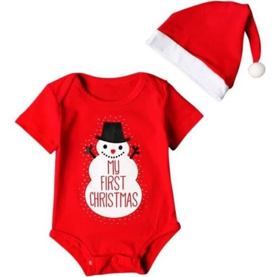Combinaison Bébé Nouvel An/noël à Pieds Et Volants – Tricotée Coton, Manches Longues, Ouverture Pression, Unisexe