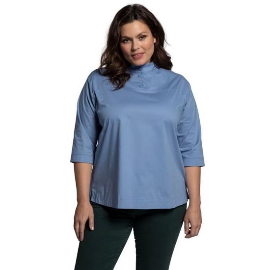 ULLA POPKEN Chemisier à Fleurs Peintes Manches Longues Stretch Jaune D