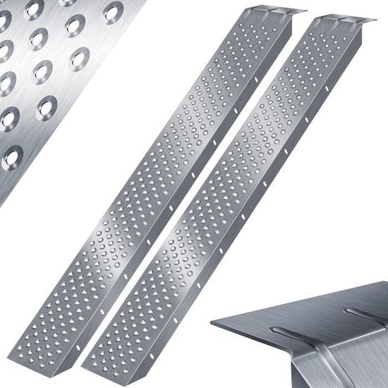 2 Rampes De Chargement Froadp Galvanisées - 135x23x4.5cm, 400kg/paire - Pour Moto, Quad, Remorque