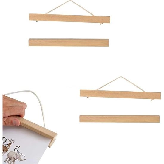 Cadre Aimanté Bois Naturel, PorteAffiche, 2 Pièces Cadre Magnétique De