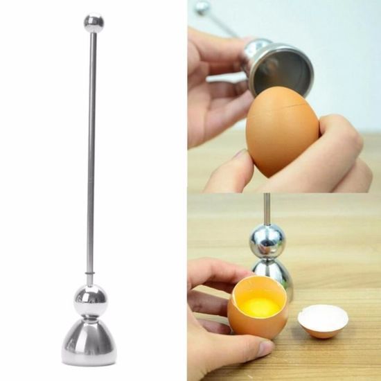 Coupe Oeufs Durs Coupe-œufs En Acier Inoxydable - 2 Tasses, 2 Cuillères Et 1 Topper - Pour œufs Durs, Pommes De Terre, Kiwis Toqueur à Oeuf