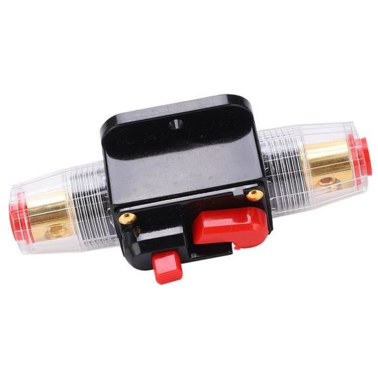 Disjoncteur En Ligne 12-24V 50A - Porte-fusible à Réarmement Manuel - Avec Cosses Et Tubes Thermo - Lot De 2